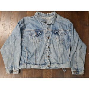Vintage Levi Strauss Jacket Adult Blue Distressed Denim Classic Button. (Read)